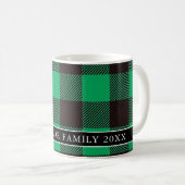 Mug Green & Black Buffalo Family Name Christmas (Devant droit)