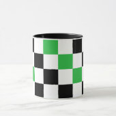 Mug Green Black White Checkered Pattern Design  (Centre)