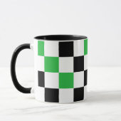 Mug Green Black White Checkered Pattern Design  (Gauche)