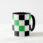 Mug Green Black White Checkered Pattern Design  (Devant droit)