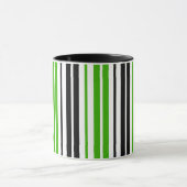 Mug Green Black White Stripes Pattern Design  (Centre)