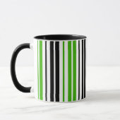 Mug Green Black White Stripes Pattern Design  (Gauche)