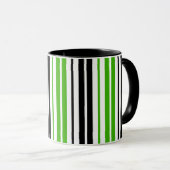Mug Green Black White Stripes Pattern Design  (Devant droit)