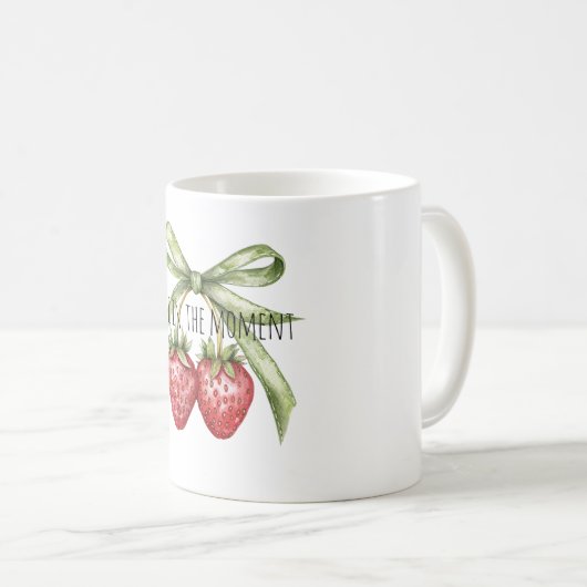 Mug Green Bow Red Strawberries Fruit (Devant droit)