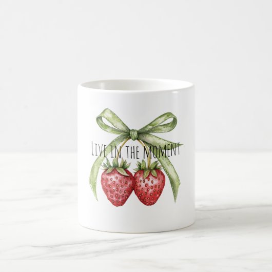 Mug Green Bow Red Strawberries Fruit (Centre)