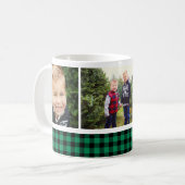 Mug Green Buffalo Plaid Holiday Photo Collage (Devant gauche)
