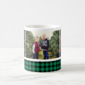 Mug Green Buffalo Plaid Holiday Photo Collage (Centre)