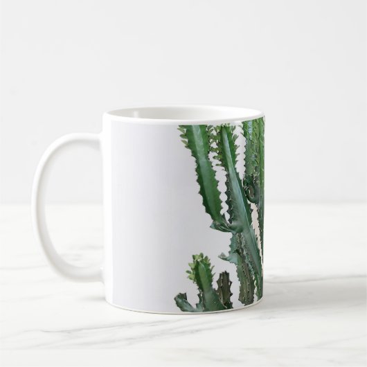 Mug Green Cactus : minimaliste Arrière - plan blanc (Gauche)