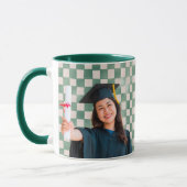 Mug Green Checkered Personalized Portrait Graduation (Gauche)