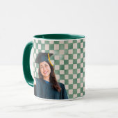 Mug Green Checkered Personalized Portrait Graduation (Devant gauche)