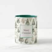 Mug Green Cream Christmas Trees (Centre)