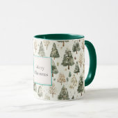 Mug Green Cream Christmas Trees (Devant droit)