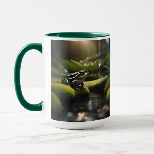 Mug Green Frog Forest Life, (Gauche)
