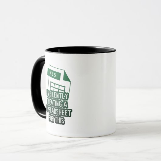 Mug Green Funny Excel Création silencieuse d'une feuil (Devant gauche)