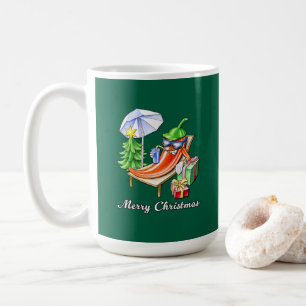 Mug Green Funy Joyeux dessin de chili de Noël