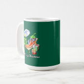 Mug Green Funy Joyeux dessin de chili de Noël (Devant gauche)
