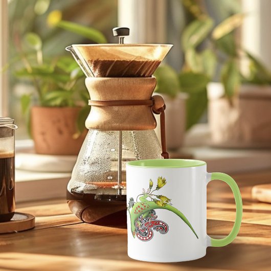 Mug Green Gecko Tribal Purple