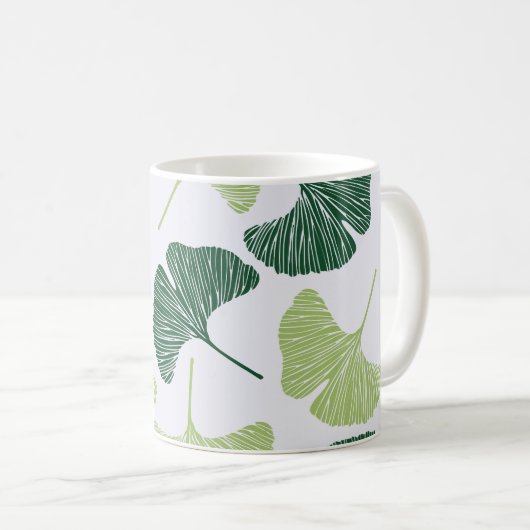 Mug Green Ginkgo Biloba Motif sans couture (Devant droit)