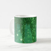 Mug Green Glitter Drip Background With Sparkling Bokeh (Devant gauche)