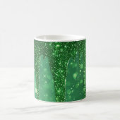 Mug Green Glitter Drip Background With Sparkling Bokeh (Centre)