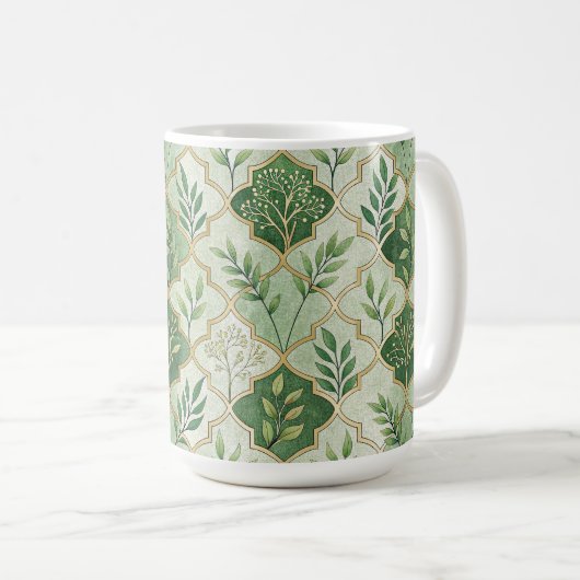 MUG GREEN & GOLD IRISH BRANCHES & VINES (Devant droit)