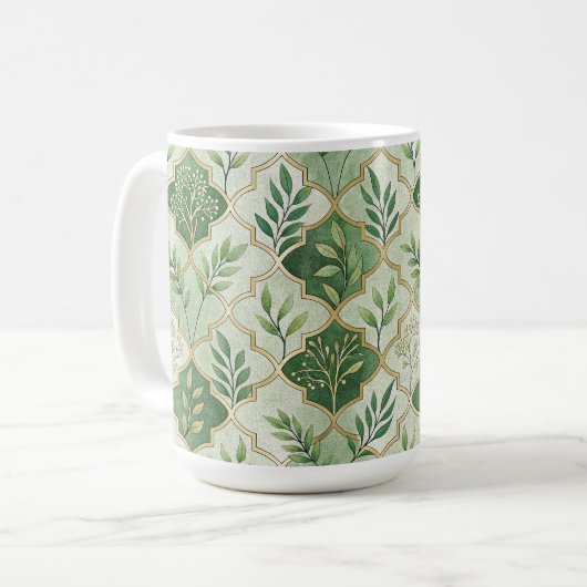 MUG GREEN & GOLD IRISH BRANCHES & VINES (Devant gauche)