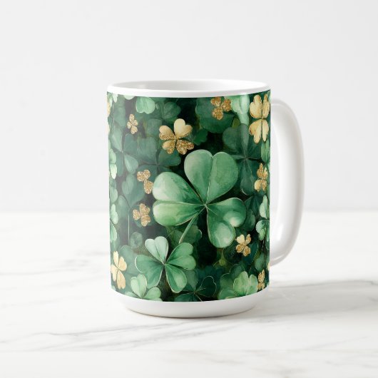 Mug Green Gold Shamrocks St. Patrick's Day (Devant droit)