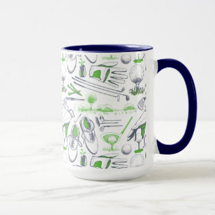 Mug Green Golf Icons Motif