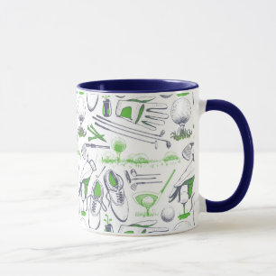 Mug Green Golf Icons Motif