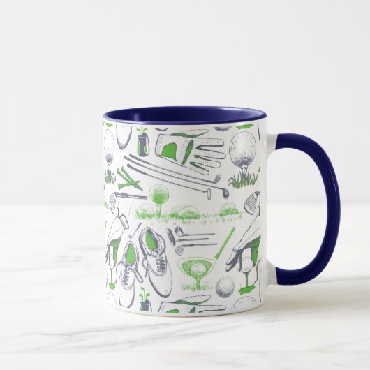 Mug Green Golf Icons Motif (Droite)