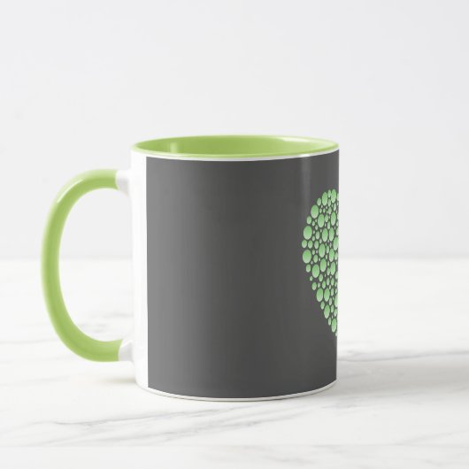 Mug Green Gradient Heart Circles – Dark Grey Minimal (Gauche)