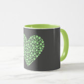 Mug Green Gradient Heart Circles – Dark Grey Minimal (Devant droit)