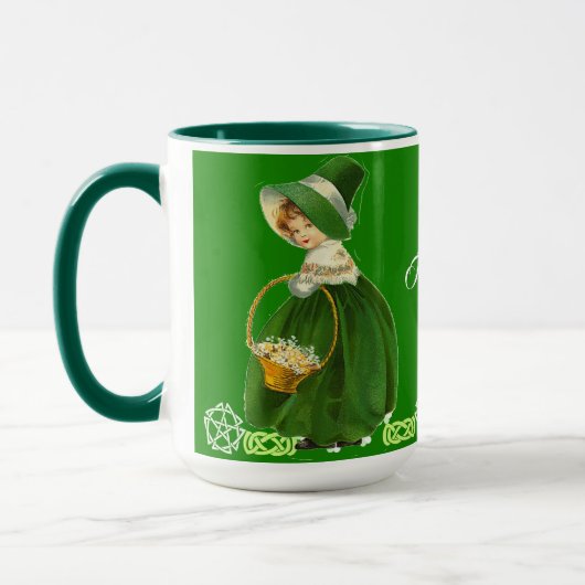 Mug Green Happy Jour de la Saint Patrick Petite fille  (Gauche)