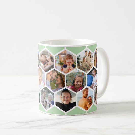 Mug Green Honeycomb Photo Collage 20 Picture (Devant droit)