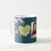 Mug Green I Love You Mom Floral Mother's Day Photo (Devant gauche)