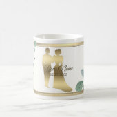 Mug Green Leaves Flower Golden Frame Wedding Party (Centre)