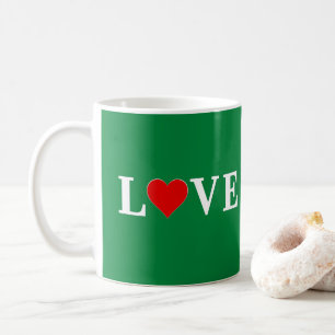 Mug Green Love Heart Retro Élégant