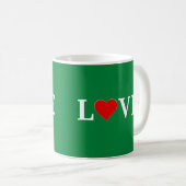 Mug Green Love Heart Retro Élégant (Devant droit)