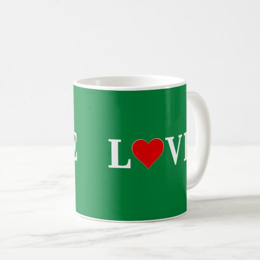 Mug Green Love Heart Retro Élégant (Devant droit)