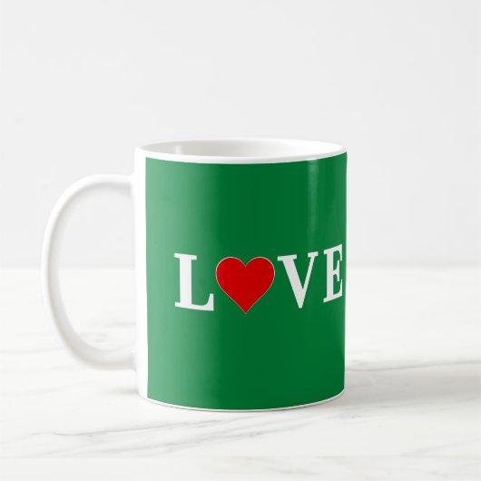 Mug Green Love Heart Retro Élégant (Gauche)