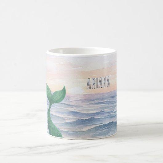 Mug Green Mermaid Tail Ocean Sunset (Centre)
