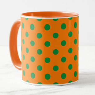 Mug Green On Orange Pois Design Motif
