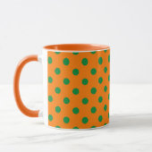 Mug Green On Orange Pois Design Motif (Gauche)
