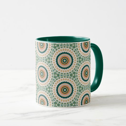 Mug Green Orange And Blue Boho Chic Circle Pattern (Devant droit)