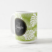 Mug Green Palm Feuille Rainforest Motif Monogram (Devant gauche)