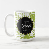 Mug Green Palm Feuille Rainforest Motif Monogram (Gauche)