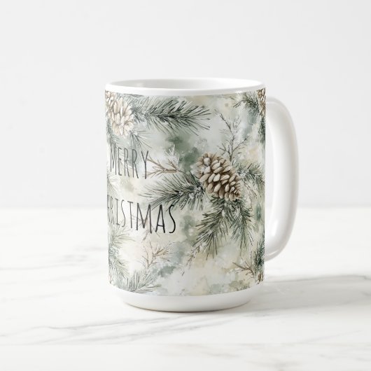 Mug Green Pine Cones Christmas (Devant droit)