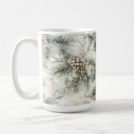 Mug Green Pine Cones Christmas (Gauche)