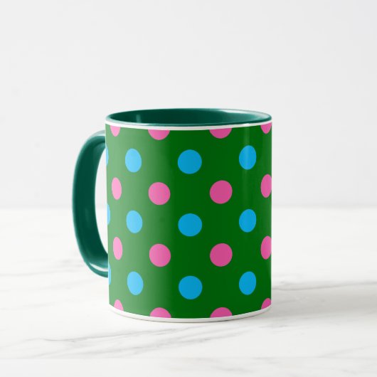 Mug Green Pink Blue Polka Dot Pattern (Devant gauche)