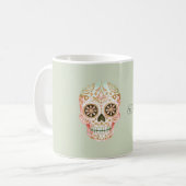 Mug Green Pink Sugar Skull Día de los Muertos (Devant gauche)